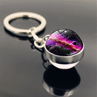 Vente en gros de pendentifs en verre double face, ciel étoilé, système solaire, Terre, Lune, galaxie, univers, planète, galaxie, porte-clés