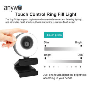 Anywii Wholesale 1080p 60fps Caméra Web CMOS Full HD sans pilote avec anneau lumineux et fonction d'éclairage d'appoint et microphone intégré - Product Image 5