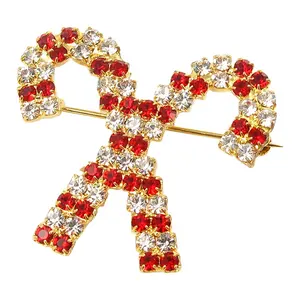 Wholesale Custom Metal Christmas Snow Battle Rhinestone Brooches Pin for suit