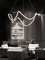 Lustres minimalistes en acier inoxydable avec bande LED néon, lampes suspendues tendance noir/or, décoration de salon