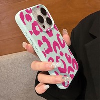 Étui de téléphone imprimé léopard de luxe pour iPhone 11 étui 13 15 14 12 16 17 Pro Max 14 15 Plus antichoc doux mignon coeur arc couverture