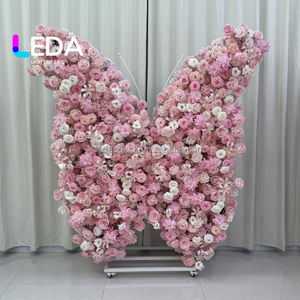 Décoration murale florale en forme d'arche de papillon LEDA, faite à la main, légère, pour Noël, Pâques, mariage, simulation de fleurs, fond - Product Image 1