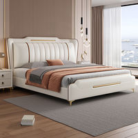 Lit double minimaliste italien multifonctionnel, chambre principale, lit doux, luxe léger, moderne, en cuir PU, grand lit, Chine, King, Queen