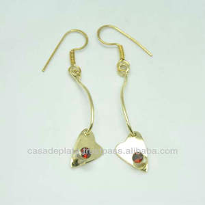 Boucles d'oreilles en argent sterling 925 pierre précieuse onyx rouge plaqué or à la mode pour les fêtes de mariage ou les cadeaux - Product Image 2