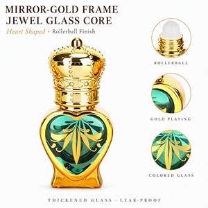 Kundenspezifische OEM ODM Großhandel 5ml Herzförmige Galvanisierte Gold-Glas-Rollerball Reise-Rollflasche Nachfüllbarer Parfümflakon - Product Image 2