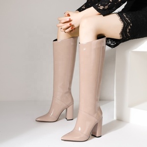 Bottes hautes à talon épais et bout pointu pour femme, grande taille 43, nouvelle collection hiver 2021, vente en gros - Product Image 3