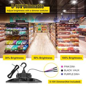 Lámpara LED UFO High Bay Pro de 300W/240W/200W, 5000K, 277-480VAC, para Fábrica, Taller, Supermercado, Techo de Aluminio, Iluminación Interior - Product Image 5