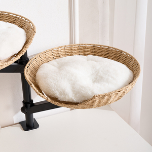 Nueva <span class=keywords><strong>Cama</strong></span> Flotante de Doble Capa para Gatos, Ajustable en Altura, Ahorra Espacio, de Ratán y Madera Sólida para Interiores - Product Image 5
