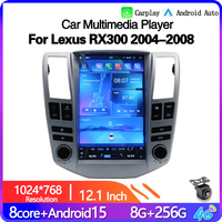 Autoradio Android 15 avec écran tactile vertical HD de 12,1 pouces pour Lexus RX300 2004-2008 |   Navigation GPS, CarPlay sans fil, autoradio