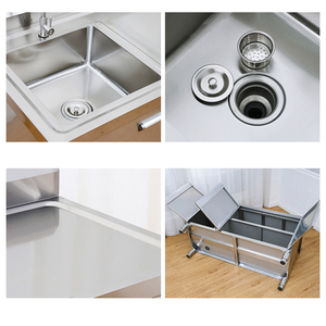 Table bon marché d'armoire d'évier de cuisine d'acier inoxydable avec <span class=keywords><strong>sous</strong></span> l'étagère avec le robinet pour l'évier moderne fait main de ménage - Product Image 2