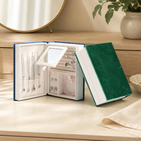 Scatola Portagioie Personalizzata a Forma di Libro, Confezione di Lusso in Velluto per Anelli, Orecchini, Ciondoli, Bracciali