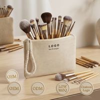 Pochette de maquillage personnalisée en toile de jute, sac cosmétique à fermeture éclair, étui organisateur en coton jacquard naturel pour le rangement de téléphone en voyage