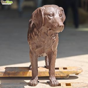 YOUFINE Özel Yapım Gerçek Boyutta Ev Bahçesi Dekoratif Metal Bronz Golden Retriever Köpek Heykeli - Product Image 3