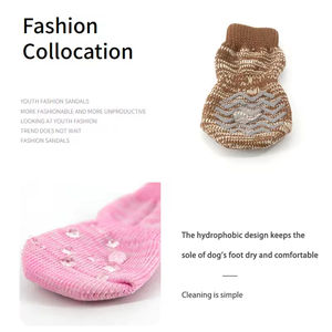 4 paires/ensemble de chaussettes pour chien en coton antidérapantes, chaussures respirantes pour animaux de compagnie, vêtements pour animaux de compagnie pour le printemps, l'automne et l'hiver, chaussettes élastiques chaudes - Product Image 4