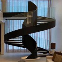 Escalier en colimaçon moderne en acier au carbone pour villa, style contemporain, marches en bois, pour intérieur, collection 2026, offre spéciale