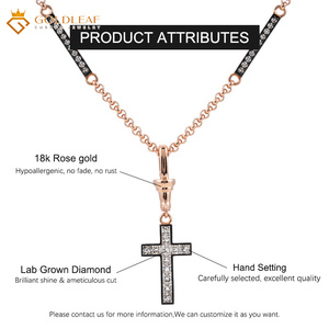 Collier pendentif croix en or rose 18 carats avec diamant de laboratoire certifié IGI, bijoux religieux, cadeau pour femmes et hommes - Product Image 4