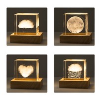 Décoration de bureau tendance, magnifiques cadeaux de Noël, planète lune système solaire, cube de cristal gravé au laser, lumière