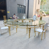 Meubles de mariage de luxe, table à manger en acier inoxydable moderne, table ronde en forme de serpent, pour événements et fêtes en plein air