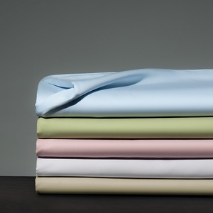 60S Tencel Cotton <b>Fitted</b> <b>Sheet</b> Solid Color Soft Skin Friendly Wrinkle Free Four Seasons Machine Wash Bedding Set - Product Image 1
