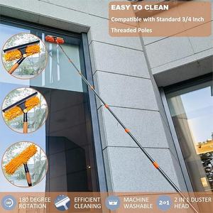 HYRA Kit <span class=keywords><strong>de</strong></span> <span class=keywords><strong>lavage</strong></span> <span class=keywords><strong>de</strong></span> <span class=keywords><strong>vitres</strong></span> avec rallonge avec 1 tampon en microfibre et 1 tampon en chenille pour fenêtres intérieures et extérieures - Product Image 5