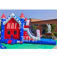 Château gonflable populaire avec toboggan aquatique, combo structure aquatique commerciale patriotique avec piscine pour location événementielle