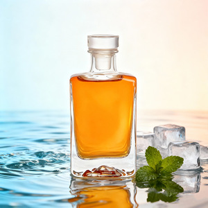 Bouteille en verre transparente carrée de 250 ml et 500 ml pour spiritueux, tequila, vodka, vin, avec bouchon estampé à chaud – Vente en gros à prix réduit - Product Image 2