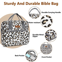 Sacs de transport de la Bible pour filles, sac de transport de la Bible en toile à imprimé léopard, sac de protection de la Bible à la mode