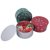 Boîte ronde en métal de qualité alimentaire, emballage en fer blanc personnalisé en usine, boîte en fer blanc de Noël pour gâteaux, bonbons, biscuits