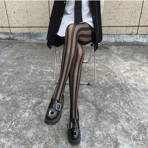Mu Ruan Striped Pantyhose For Women 0D Ultra Thin Sheer Nylon Gradient Pattern Black Leggings - Product Image 3