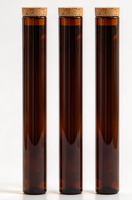 Tube en verre à ouverture plate avec bouchon en liège, tube d'emballage en verre pour le thé, les épices, les herbes séchées et les bâtonnets d'encens