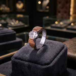 Elegante Anillo de Plata de Ley de Dos Tonos con Banda de Acabado Dorado Texturizado, Joyería Moderna y Minimalista para Uso Diario Unisex - Product Image 3