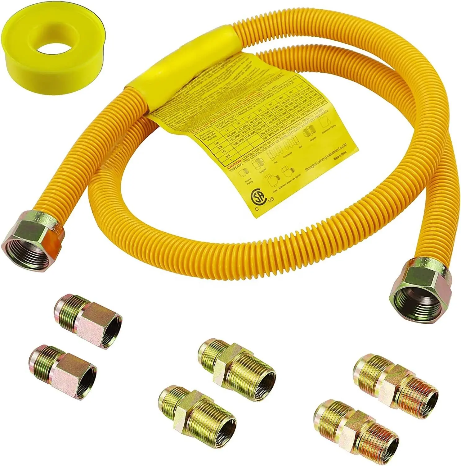 72" Gas Hose Connector Kit for Stove Dryer Gas Water Heater Pipe