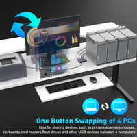 Rocketek 4 Komputer Berbagi 4 Port USB 2.0 Hub Adaptor Penghubung Berbagi USB KVM Controller Switcher Selector