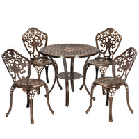 Ensemble de mobilier d'extérieur européen en aluminium moulé trois pièces pour balcon d'hôtel, table à thé démontable et deux chaises