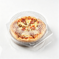 Boîte à pizza jetable transparente en PET avec couvercle en forme de dôme et base carrée pour pizza entière, qualité alimentaire, vente en gros, OEM personnalisé