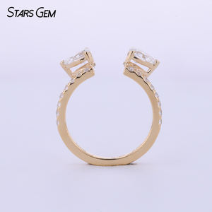 Bague unisexe de luxe Starsgem en or jaune massif 18 carats avec diamant de laboratoire taille poire 4*6mm (couleur D) 1,04 carat, design fantaisie pour usage quotidien - Product Image 4