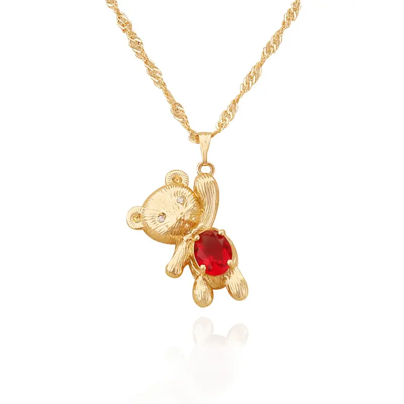 Cute Bear Lucky Cat Pendant Heart Crystal Pendant Necklace Cute Animal Jewelry for Women Teen Girls