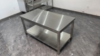 Table de travail en acier inoxydable avec plateau en bois de boucher pour cuisine commerciale, restaurant, préparation alimentaire, station de restauration
