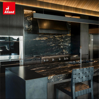 Meuble de cuisine modulaire multifonctionnel Alland en contreplaqué stratifié de style européen moderne avec îlot central