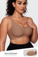 Soutien-gorge invisible sans armatures, col en V, respirant, avec bande en gel, maintien doux, grande taille, bonnet complet, pour T-shirt