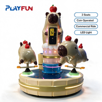Manège pour enfants à monnayeur, 3 places, en fibre de verre, avec capybaras rotatifs, machine de jeu d'attraction