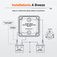 Interrupteur isolateur de batterie double intelligent HR 12V 140A, étanche, relais sensible à la tension numérique (VSR) pour voiture, camping-car, UTV, marine