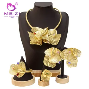 MEIZI JEWELRY 2023 Newest Luxury Brazil Gold Plated Fashion African Jewelry Zirconia Jewelry Sets