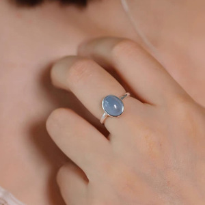 S925 Sterling Silver Aquamarine <b>Crystal</b> <b>Ring</b> Women Open Sliding Design Index Finger <b>Ring</b> Everyday Wear Bezel Setting - Product Image 1