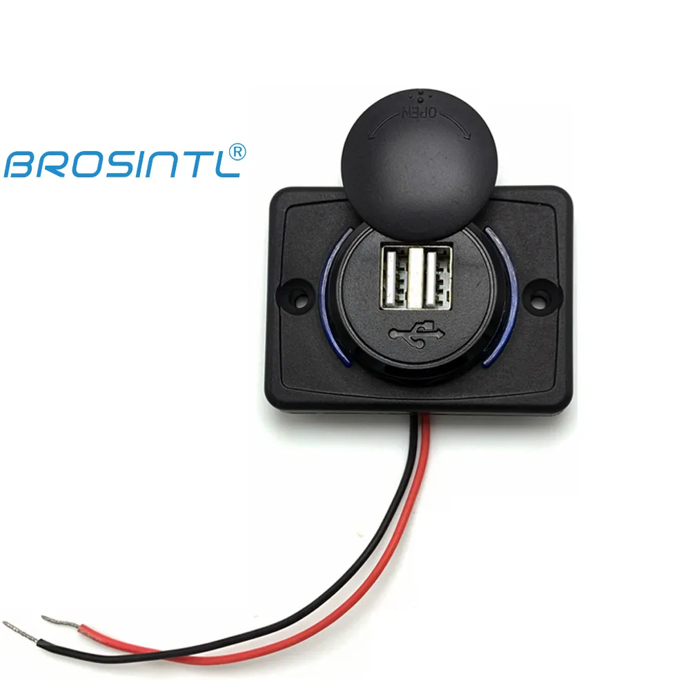 BROSINTL BC050KB 12V 24V Input 5V 2.1A and 1A Dual Output BUS USB Port Charger Socket with LED Backlight