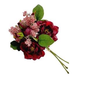 ช่อดอกกุหลาบประดิษฐ์ งานแต่งงาน กุหลาบเบอร์กันดี ช่อดอกไม้เจ้าสาว การจัดดอกไม้ประดิษฐ์ ความงามที่ยาวนาน ความงามที่คงทน แบบสุ่ม - Product Image 1