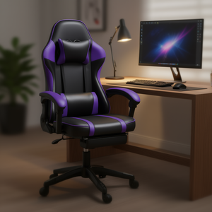 Adjustable Gaming Chair PU Leather Swivel Office Desk Chair with Lumbar <b>Pillow</b> for Adults and <b>Kids</b> - Product Image 2