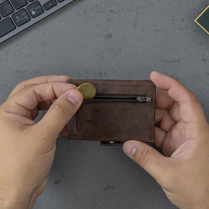 Men's RFID Folding <b>Wallet</b> Small Genuine Leather Automatic Card Ejector Business Card <b>Holder</b> Everyday Use - Product Image 4