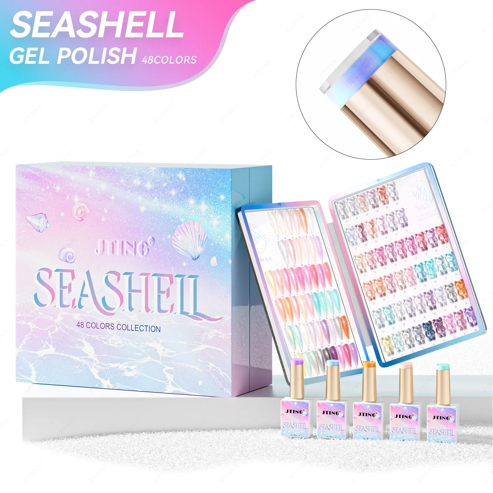 Jting Elegent Độc Đáo 48 Màu Sắc Seashell Gel Đánh Bóng Bộ Sưu Tập Set Hộp Màu Sắc Miễn Phí Cuốn Sách Giấc Mơ Mùa Hè Màu Sắc Gel Nail Polish