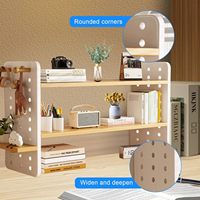 Desktop Shelving Students to Learn Organize Shelves, Computer Desk Multi-Layer Hole Board Table Solid Wood Bookshelf